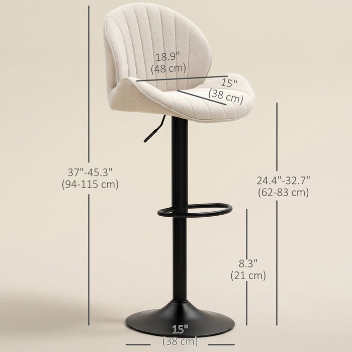 HOMCOM Bar Stools Set of 2, Swivel Counter Height Barstools with Back