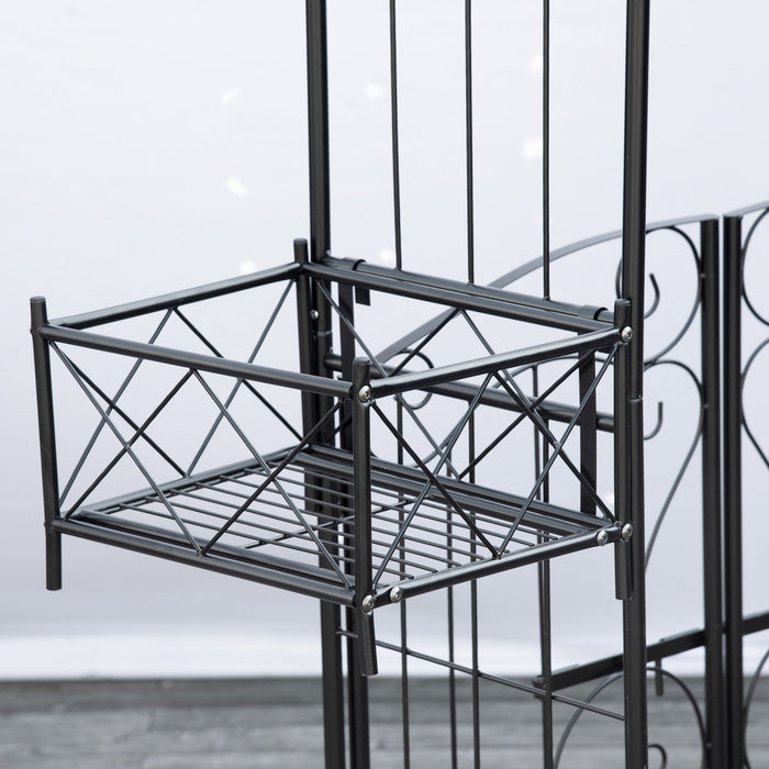 Outsunny Metal Garden Arch Garden Arbor Trellis For Climbing Plants Black