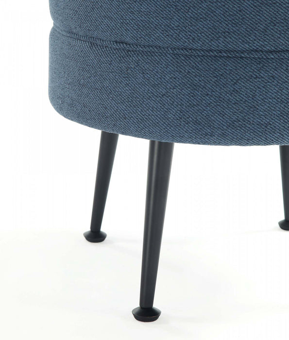 Bailey Mid-Century Modern Upholstered Accent Ottoman in Blue - Set of 2