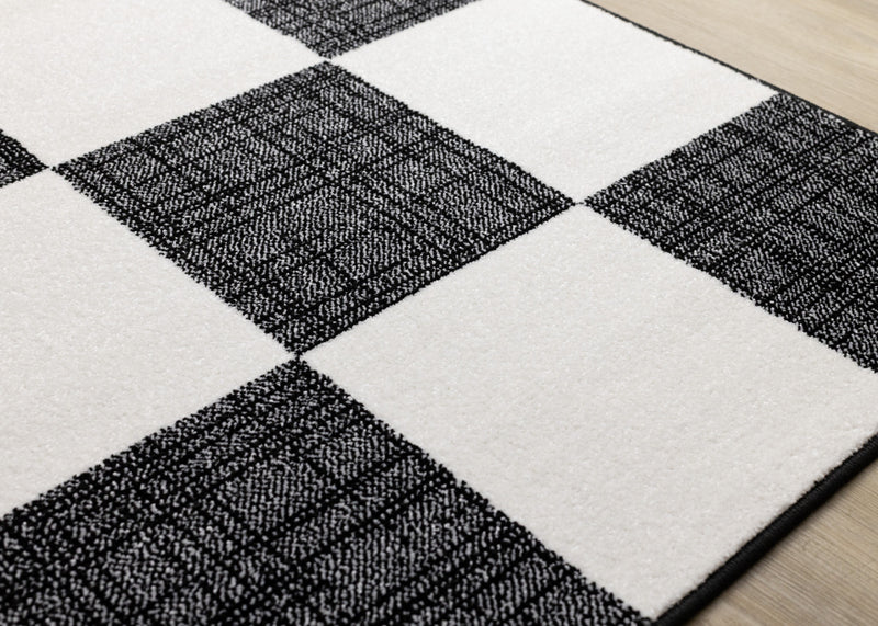 Covington Black White Checkered Pattern Rug, 6'7\" x 9'10\" Indoor Area Rug