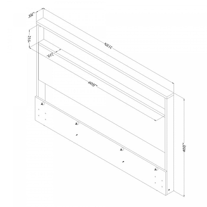 Fusion Headboard With Storage Shelf - Bleached Oak 