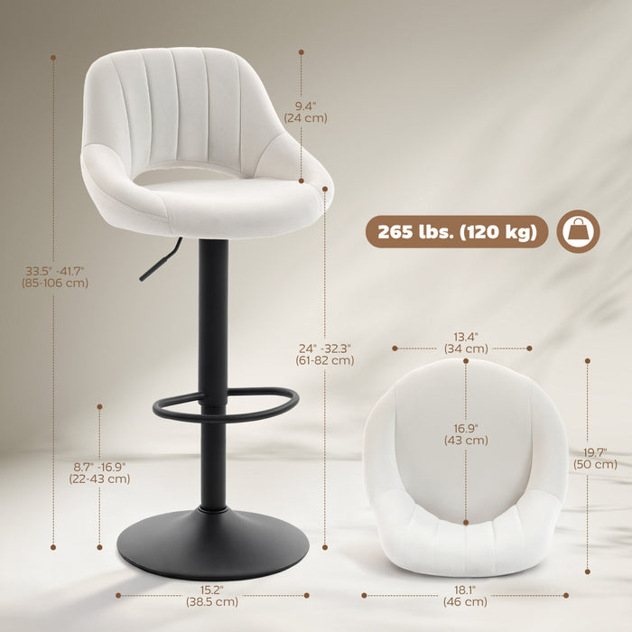 HOMCOM Bar Stools Set of 2 Swivel Adjustable Counter Height Barstools