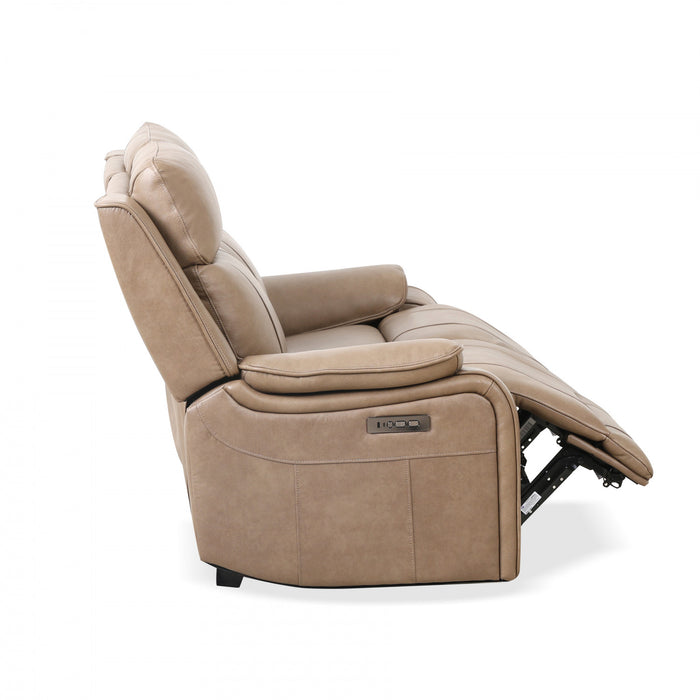 Marlow 60 in. Leather Match Power Reclining Loveseat with USB/USB-C - Taupe
