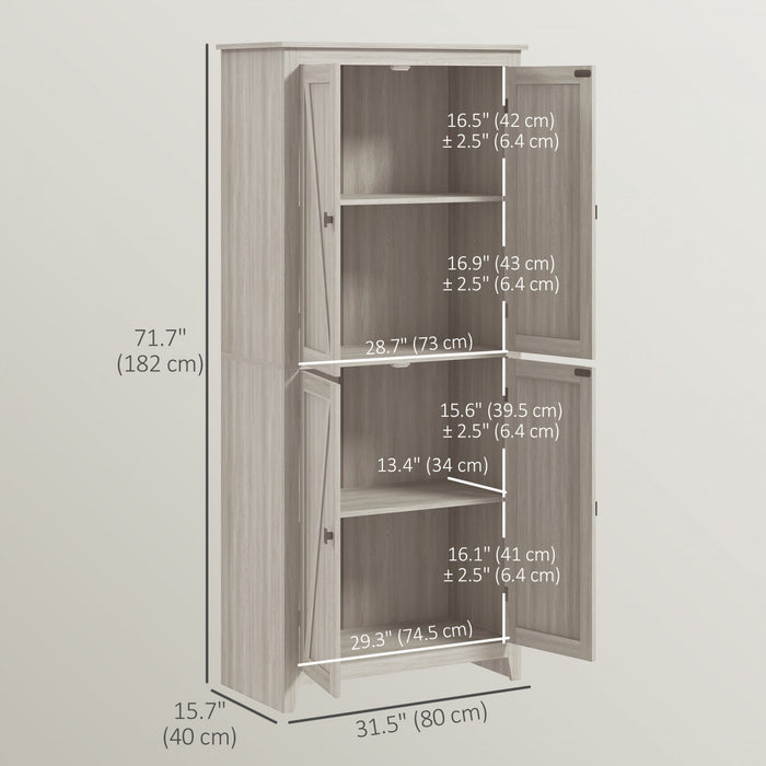 HOMCOM 72\" Freestanding Kitchen Pantry, Buffet Cabinet, Grey