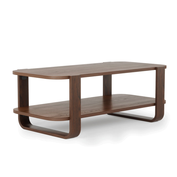 Umbra Modern Solid Wood Bellwood Coffee Table with Shelf - Aged Walnut