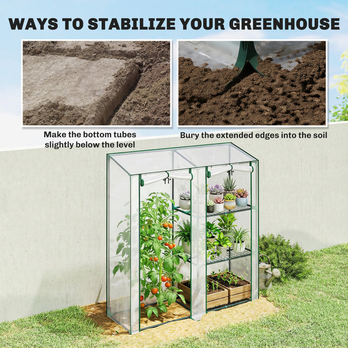 Outsunny Mini Greenhouse, Portable Greenhouse with 3 Shelves, Clear