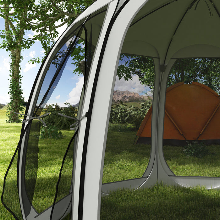 Outsunny 11' X 11.5' Screen Tent, Pop Up Gazebo With 2 Doors, Cream White