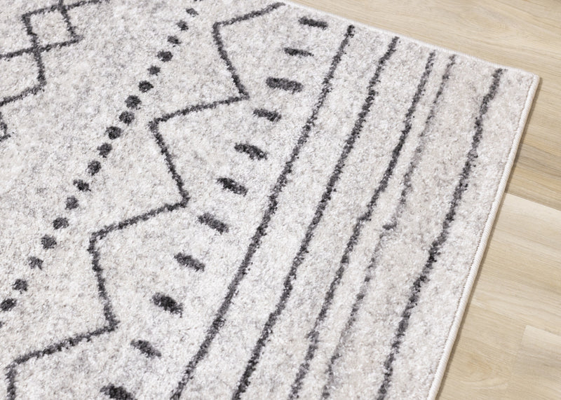 Emmett Cream Grey Tribal Inspired Frieze Rug, 7'10\" x 10'6\" Indoor Area Rug
