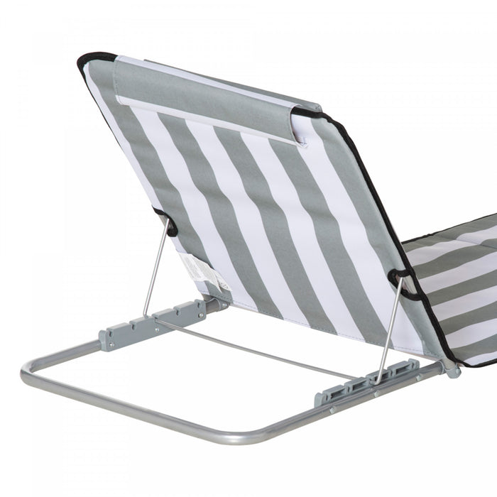 Outsunny 2 Pcs Folding Beach Lounge Chair W/ Pillow, Light Grey