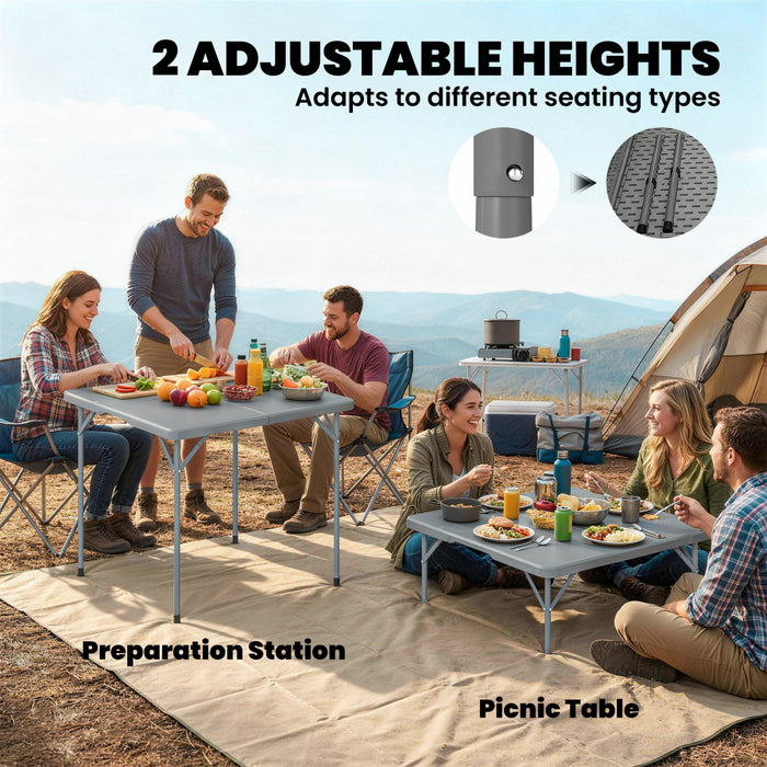 Outsunny Folding Picnic Table 34\" x 34\" Indoor Outdoor Use, Grey