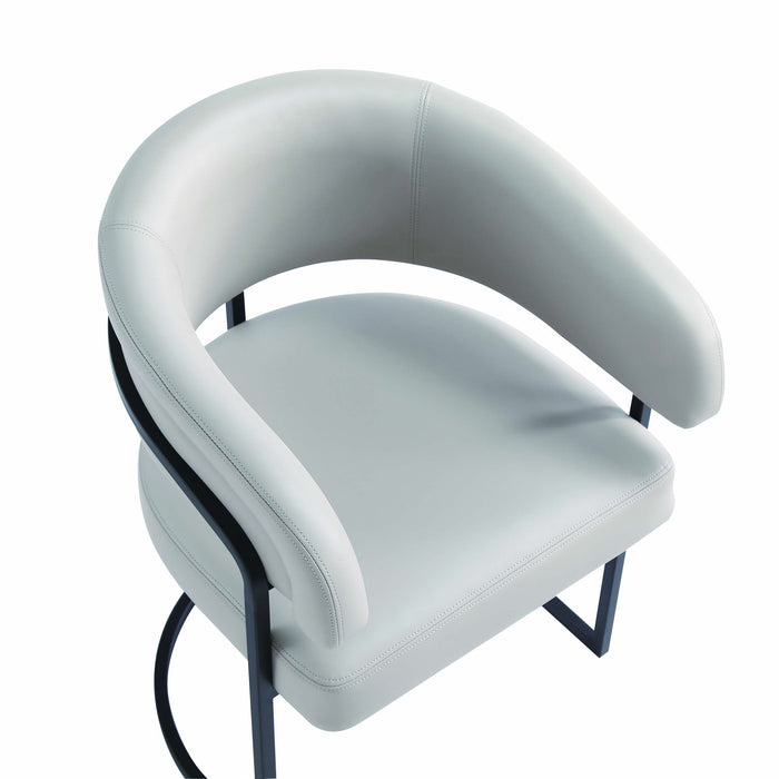 Augusta Modern Metal Vegan Leather Dining Chair in Light Gray