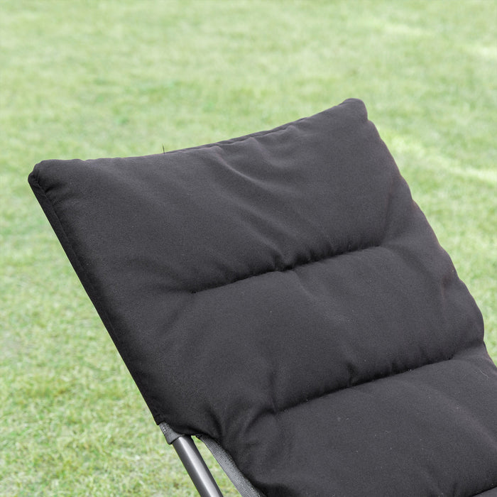 Outsunny Folding Lounge Chair, Camping Beach Chair, Black
