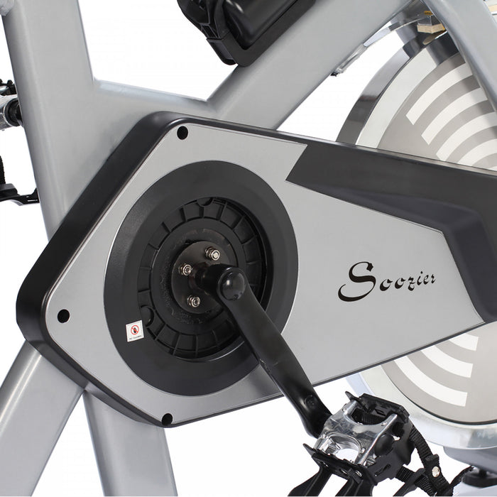 Soozier Upright Exercise Bike, Home Gym Cycling Fitness Machine, Equipment With Adjustable Resistance, Lcd Monitor, Bottle Holder, Sliver