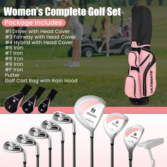 Costway Ladies Womens Complete Golf Clubs Set 10 Pieces Includes Alloy Driver