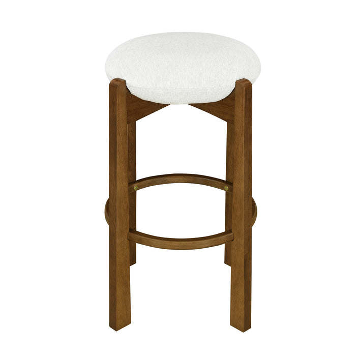 Olivia Rubberwood Indoor Round Seat Bar Stool Set of 2 with Durable Frame and Fabric