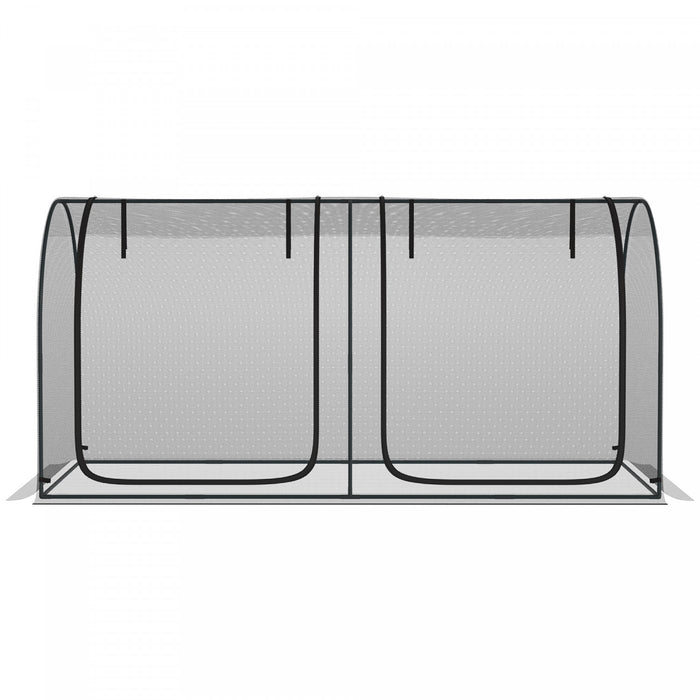 Outsunny 8 X 4ft Crop Cage With Two Zippered Doors And Ground Stakes Black