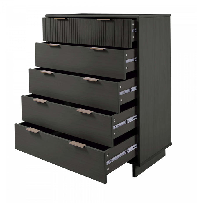 Granville Modern 38\" Chest in Charcoal Gray (5-Drawer)