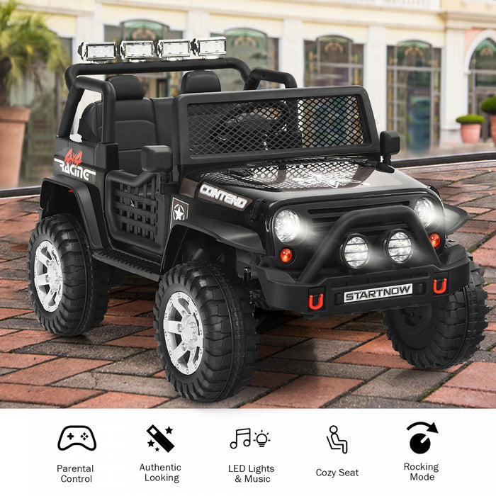 Costway 12v Kids Ride On Truck Remote Control Electric Car W/lights&music Black