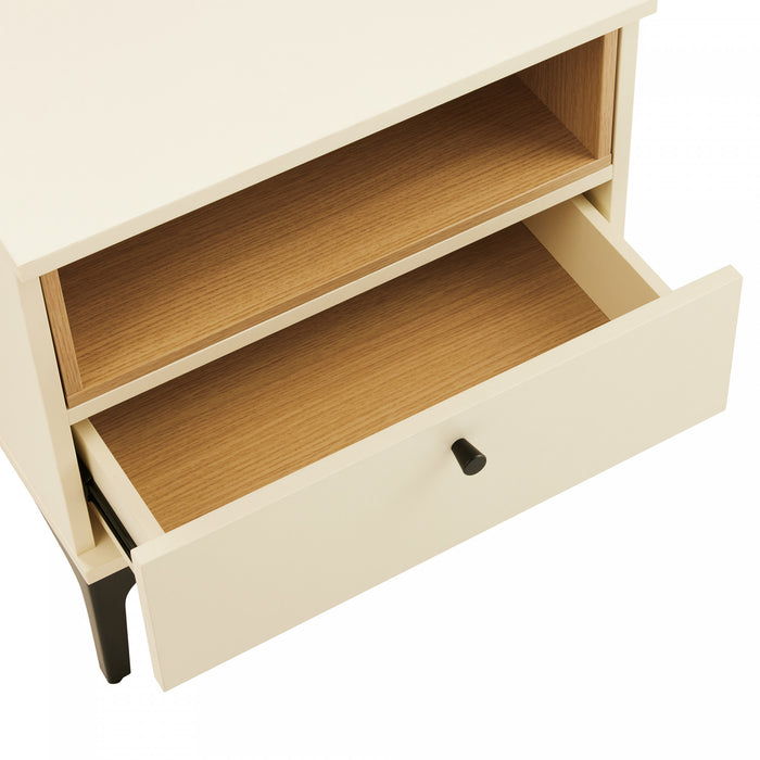 Amara Modern 20\" Nightstand in Cream and Light Oak (1-Drawer)