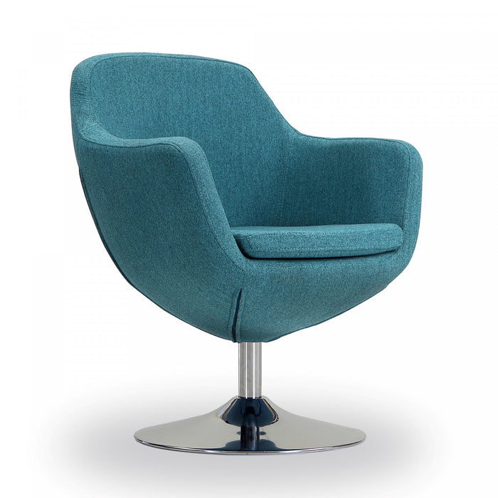 Caisson Modern Upholstered Swivel Lounge Chair in Teal - Set of 2