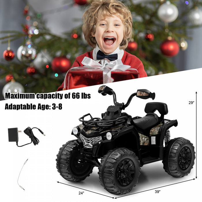 Costway 12v Kids Ride On Atv Electric 4-wheeler Quad 2 Speeds W/ Mp3 & Headlights Black