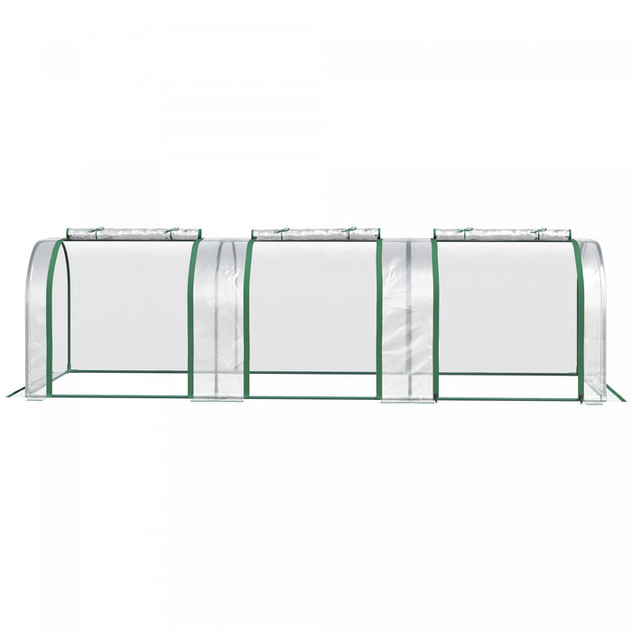 Outsunny 10' X 3' X 2.5' Portable Mini Tunnel Greenhouse With 3 Zipped Doors, Portable Small Green House, Easy Assembly, Clear