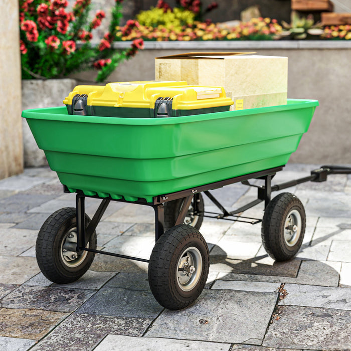 Outsunny Set of 4 Pneumatic Dolly Wheels, 10\" Wheels for Cart with 3.5\" Axle Bore Hole Bearings, for Barn Carts, Hose Carts, Garden Carts, Sack Trucks, Black