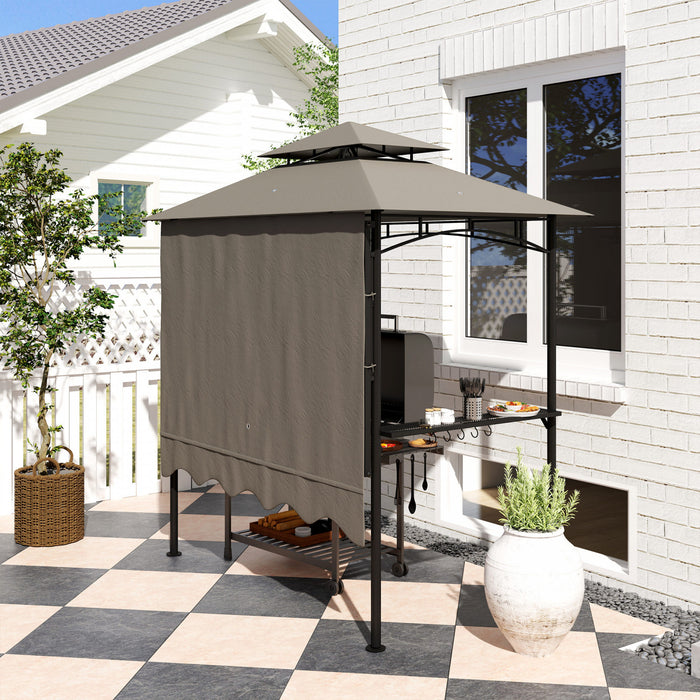 Outsunny 8' X 5' Grill Gazebo, Double Tiered Barbecue Gazebo, Light Grey