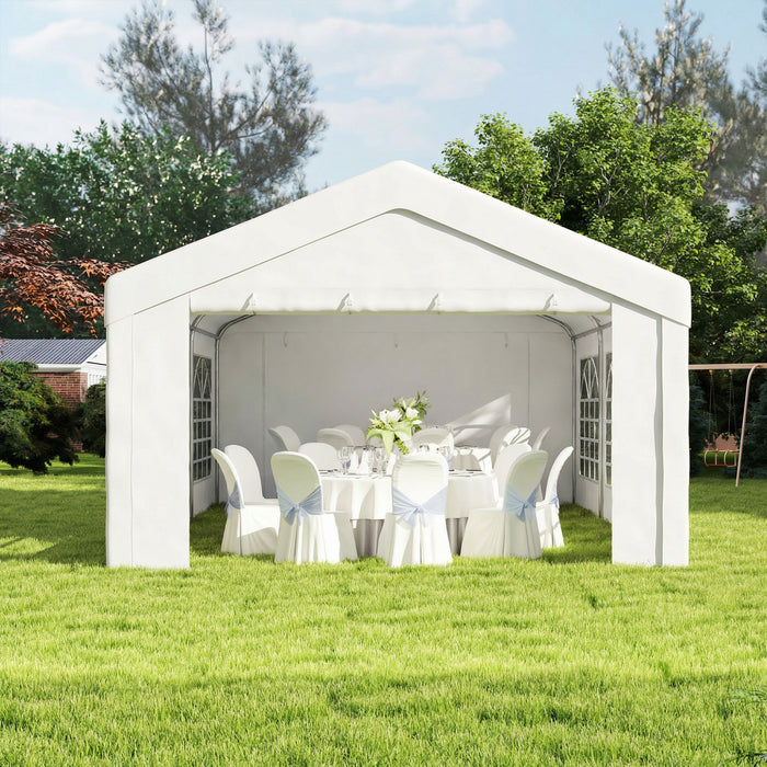 Outsunny 20'x13' Heavy Duty Party Tent, Carport Garage Canopy, White