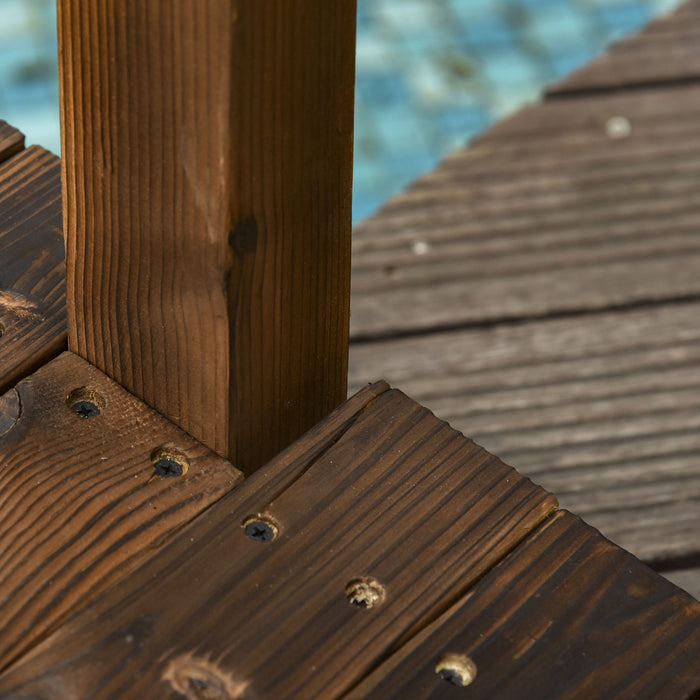 Outsunny 7.5' Fir Wood Garden Bridge Arc Walkway With Side Railings, Perfect For Backyards, Gardens, & Streams, Stained