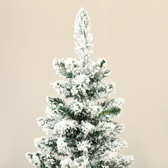 Homcom Pencil Artificial Christmas Tree With Snow-flocked Branches