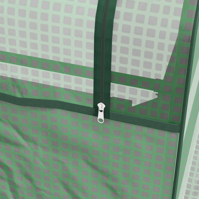 Outsunny 4' X 3' Raised Garden Bed With Mini Greenhouse, Galvanized Outdoor Planter Box With Cover, For Herbs And Vegetables, Use For Patio, Garden, Balcony, Green And Silver