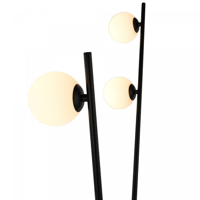 Cortina 6 Light Floor Lamp, Black, Brushed Brass