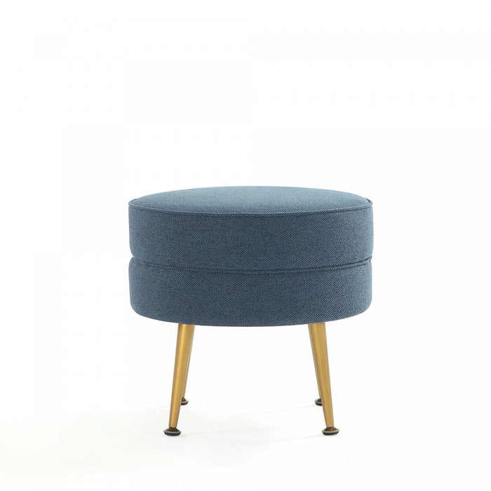 Bailey Mid-Century Modern 1-Piece Accent Ottoman in Blue, Gray, Wheat and Sage Green