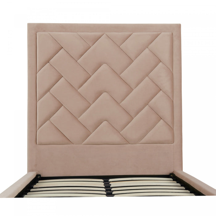 Crosby Modern Upholstered Velvet Twin Bed in Nude