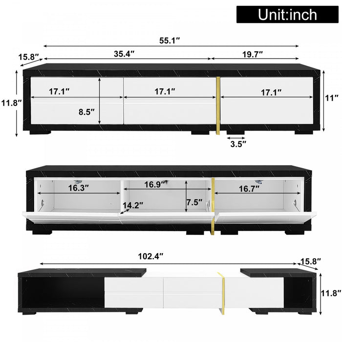 Liam 55.1\"–102\" Modern TV Cabinet with Adjustable Length and Rotating Function,Black Tv Stand
