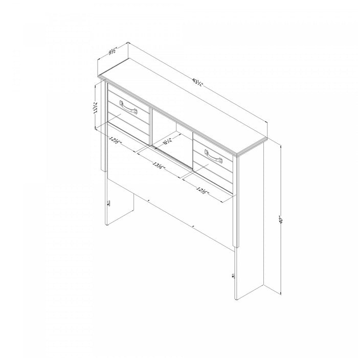 Ulysses Bookcase Headboard with Storage and Sliding Doors Fall Oak - South Shore