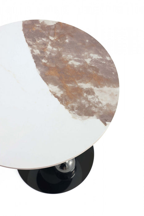 Laurel Modern Glam Sintered Stone Top End Table in Black