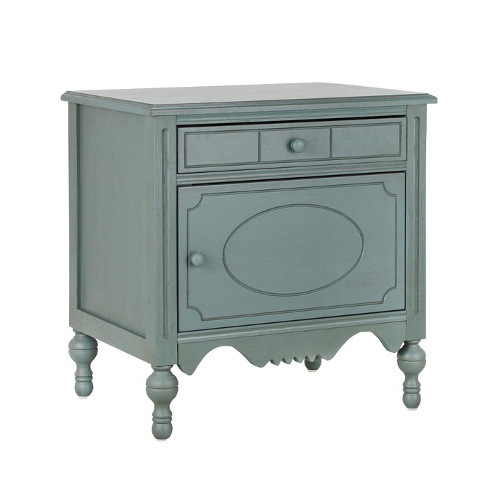 Amelia Vintage 24\" Nightstand with Carved Drawer and Cabinet,Blue