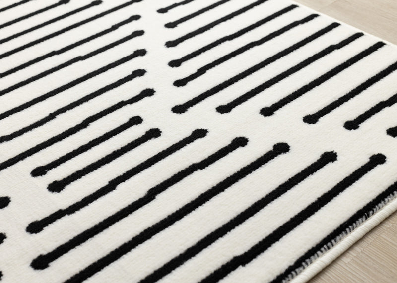 Forte Black White Stripes Area Rug - 4'7\" x 6'7\"