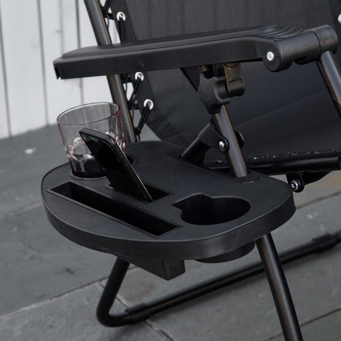 Outsunny 2 Piece Foldable Lounge Chair With Canopy Shade, Black