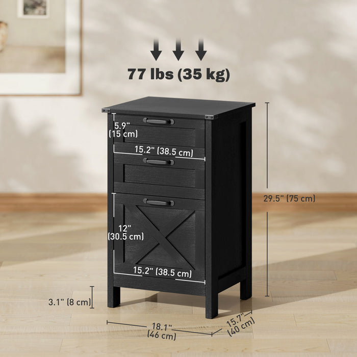 HOMCOM 3 Drawer File Cabinet Filing Cabinet for A4 Letter Size Black