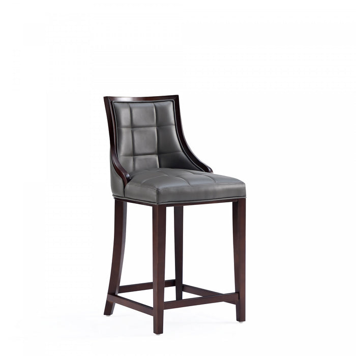 Fifth Avenue Traditional Wood Upholstered Counter Stool in Graphite - Set of 3