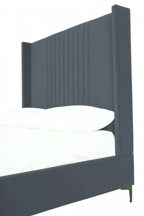 Promenade Mid-Century Modern Upholstered Velvet Full Bed in Gray