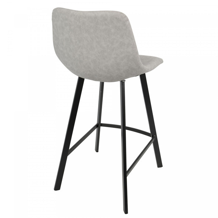 LumiSource Outlaw Grey Faux Leather Industrial Counter-Height Stool - Set of 2