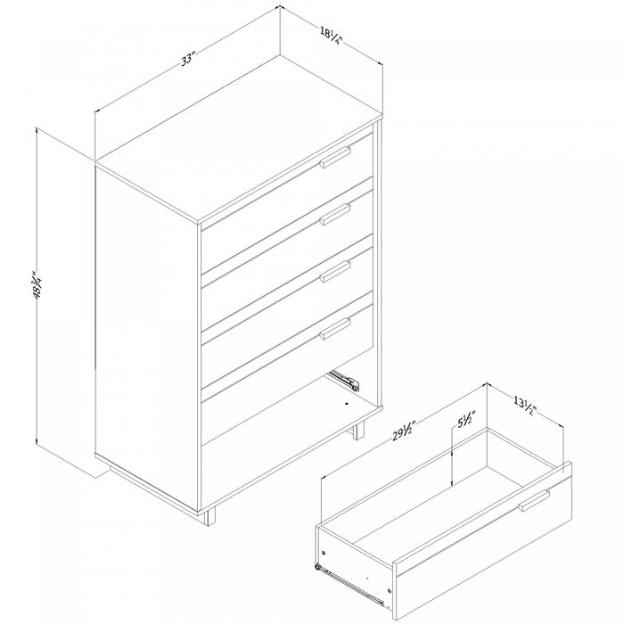 Noah 5-Drawer Chest Bleached Oak - South Shore