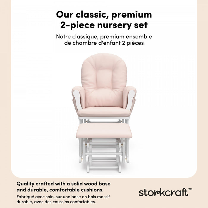 Storkcraft Hoop Glider and Ottoman - White/Pink