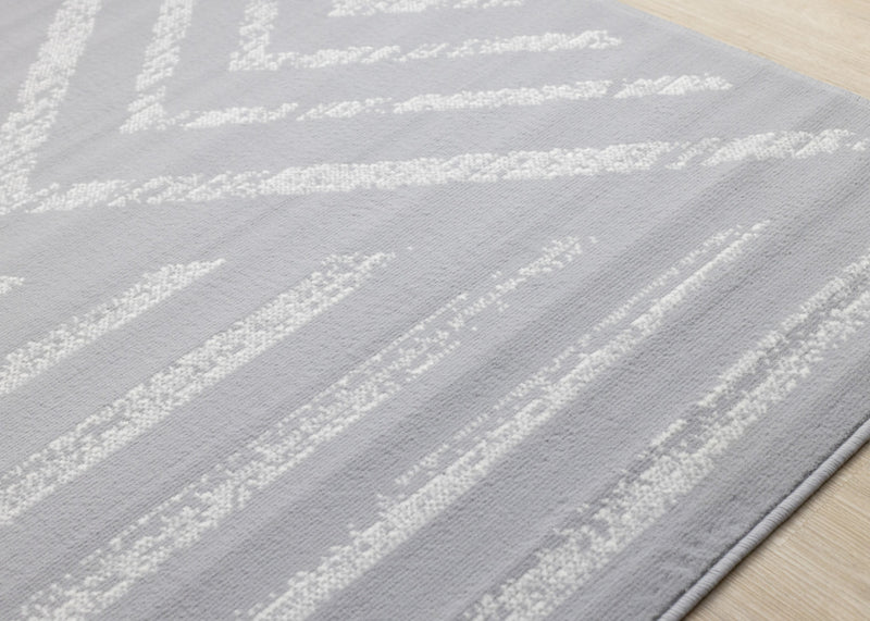 Forte Grey White Modern Striped Area Rug - 5'3\" x 7'5\"