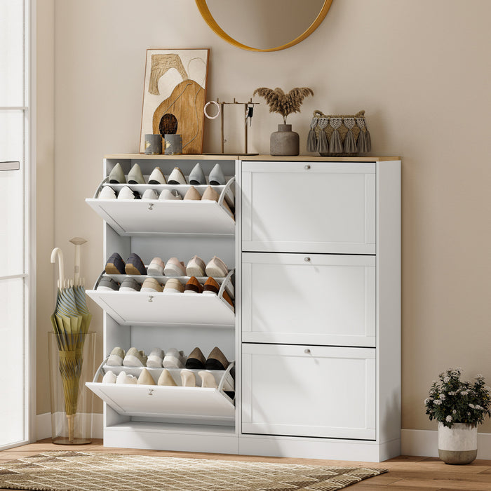 HOMCOM Modern Shoe Cabinet with 3 Flip Drawers for 12-18 Pairs of Shoes