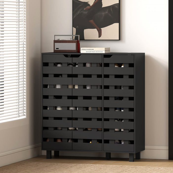 HOMCOM Shoe Cabinet, Shoe Storage Cabinet for 20 Pair of Shoes, Black